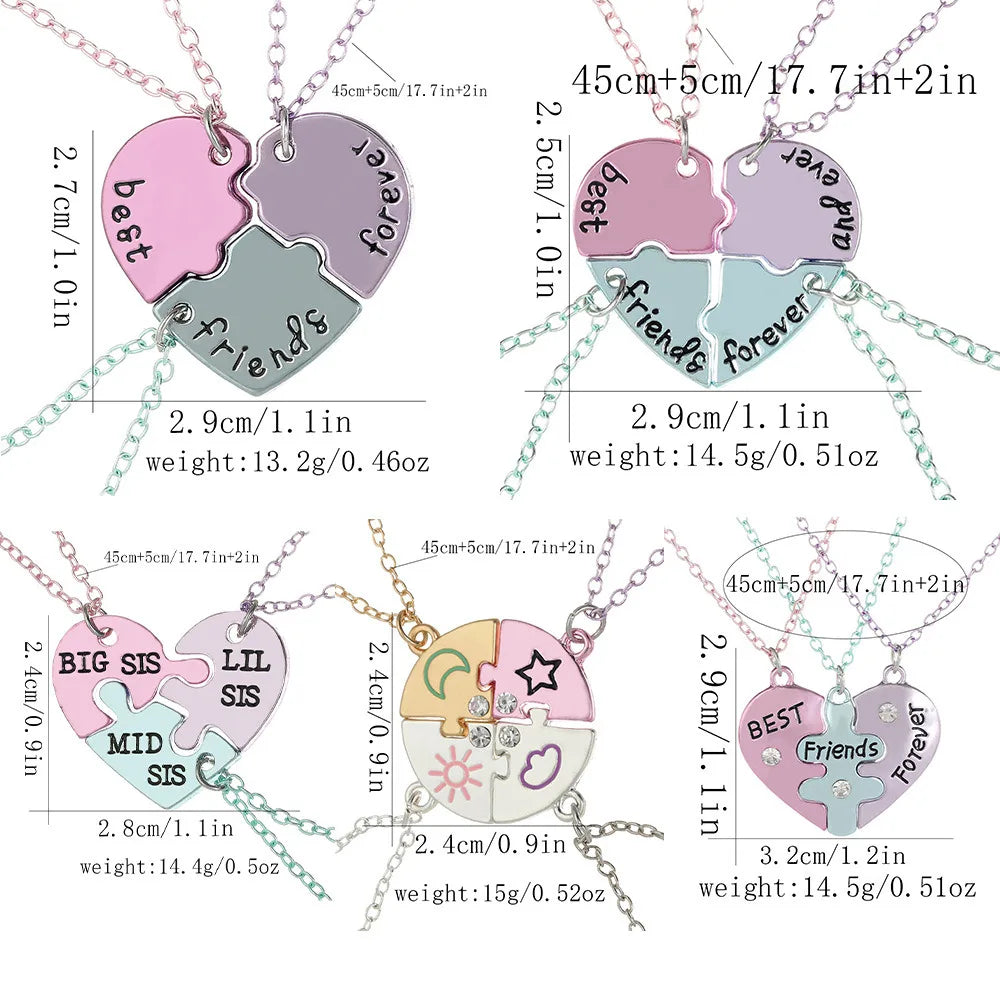 Heart-shaped Best Friend Necklace Set | BFF Friendship Jewelry for Girls