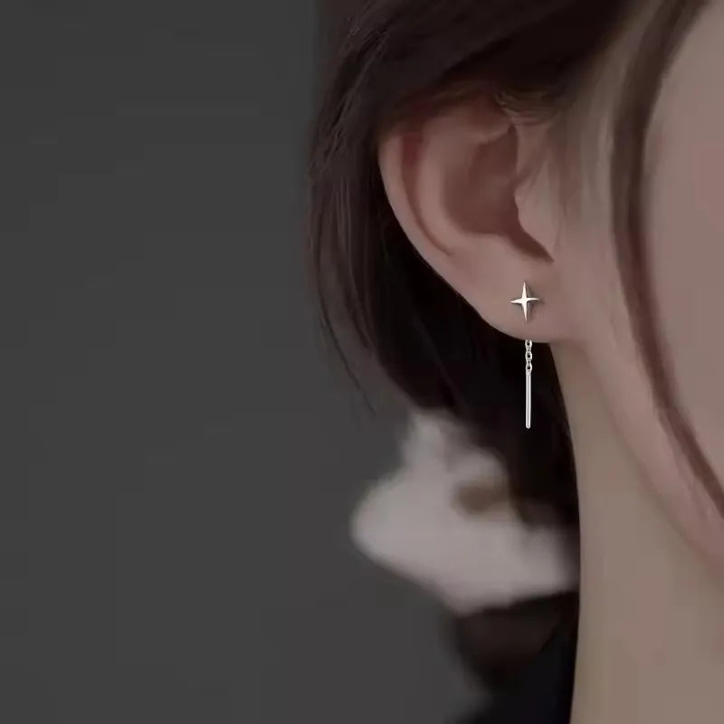 Star Thread Chain Drop Earrings | Trendy Korean Style Pendant Jewelry
