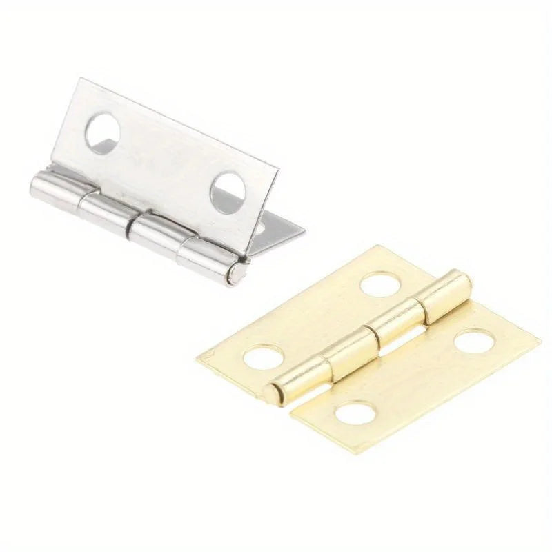 50Pcs Tiny Golden Mini Metal Hinges for 1/12 Dollhouse Miniature Furniture | Cabinet Hardware
