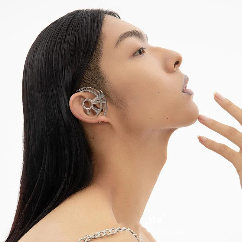 ZHUHE Gear Ear Loops | Cyberpunk Hoop Earrings for Unisex