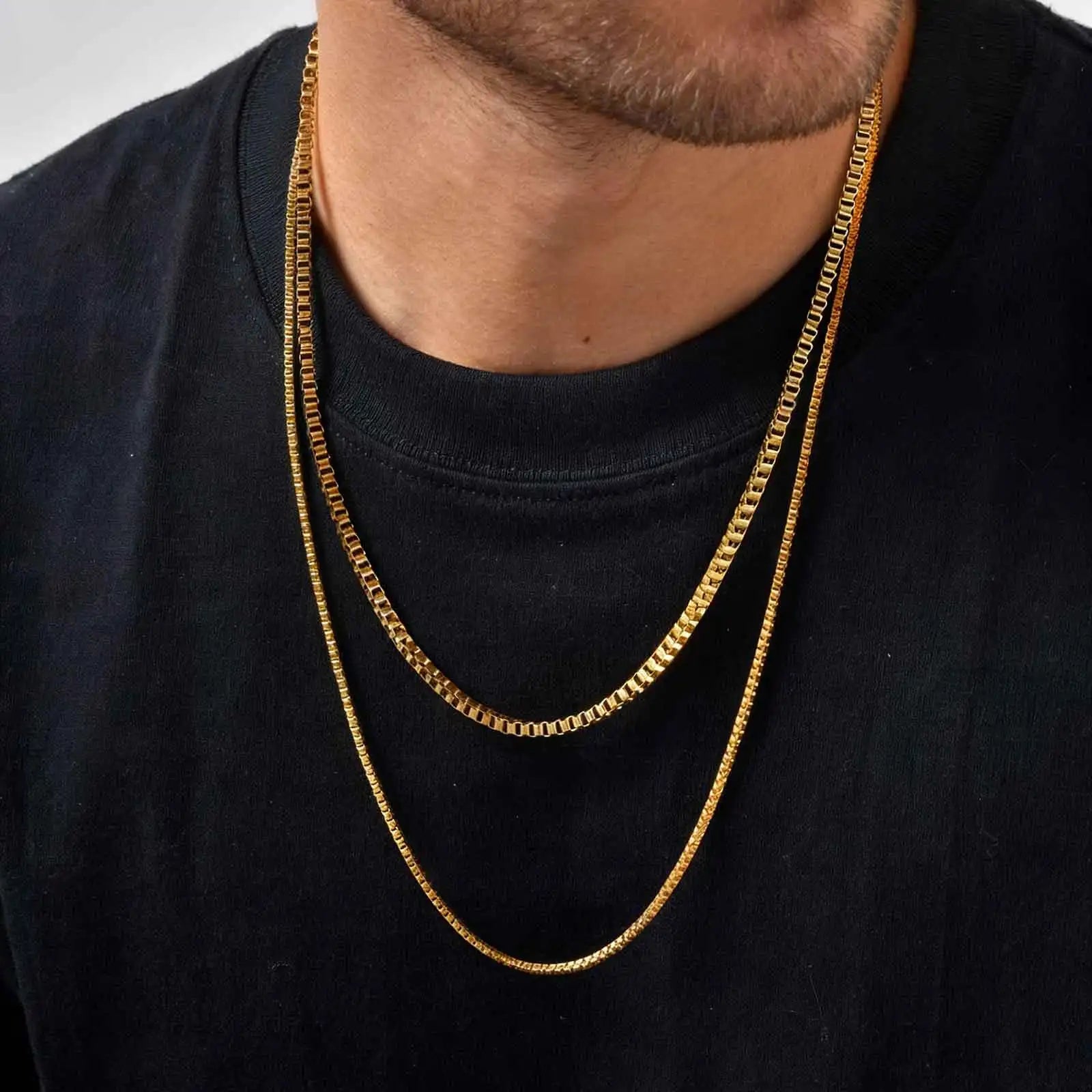 Stainless Steel Box Chain Necklace | 1/2/3mm Thin Square Link Choker for Men and Women