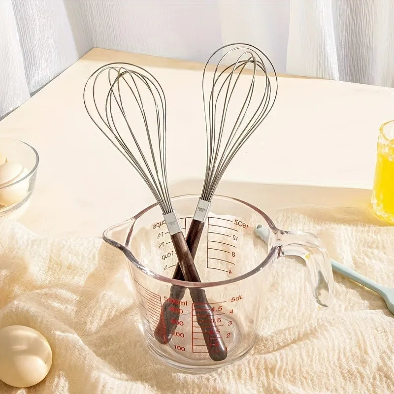 Stainless Steel Egg Beater | Manual Household Wooden Handle Mixer