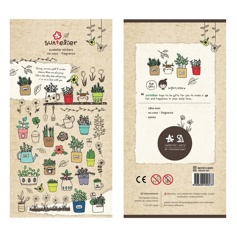 Suatelier Potted Plant PVC Stickers | Korean Import DIY Scrapbooking Set