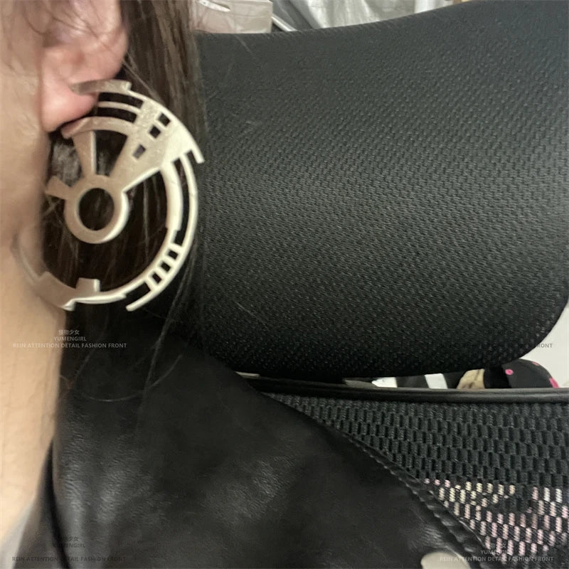 ZHUHE Gear Ear Loops | Cyberpunk Hoop Earrings for Unisex