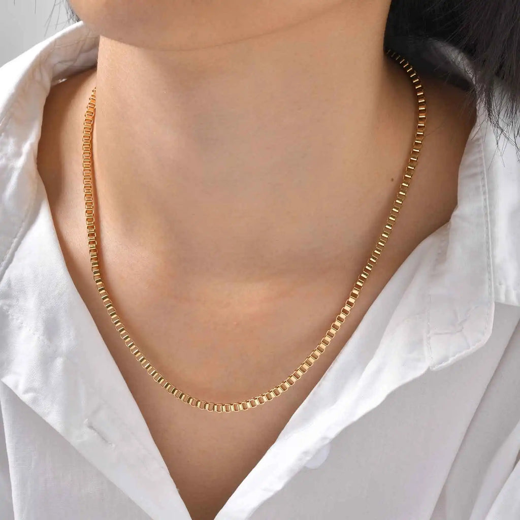 Stainless Steel Box Chain Necklace for Women | Hip Hop Fashion Jewelry Gift