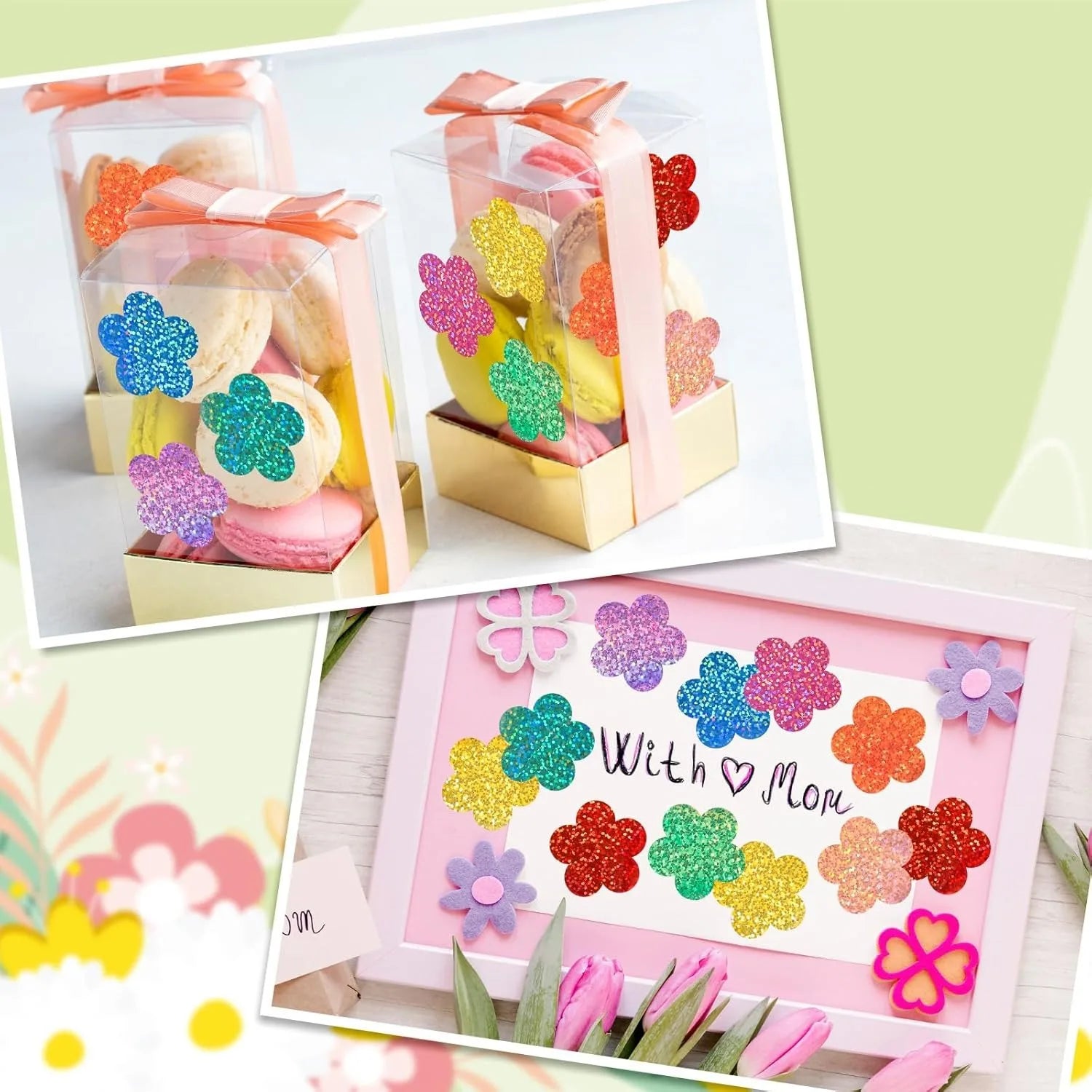500pcs Laser Flower Sticker Roll | Cute Flower Shape Sealing Stickers for Gift Wrapping and DIY Crafts