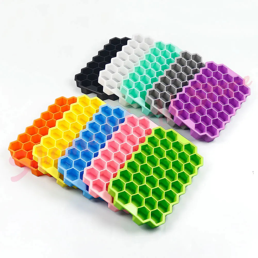 37 Grids Honeycomb Ice Cube Silicone Mold with Lid | Flexible Silicone Ice Tray for DIY Ice Making
