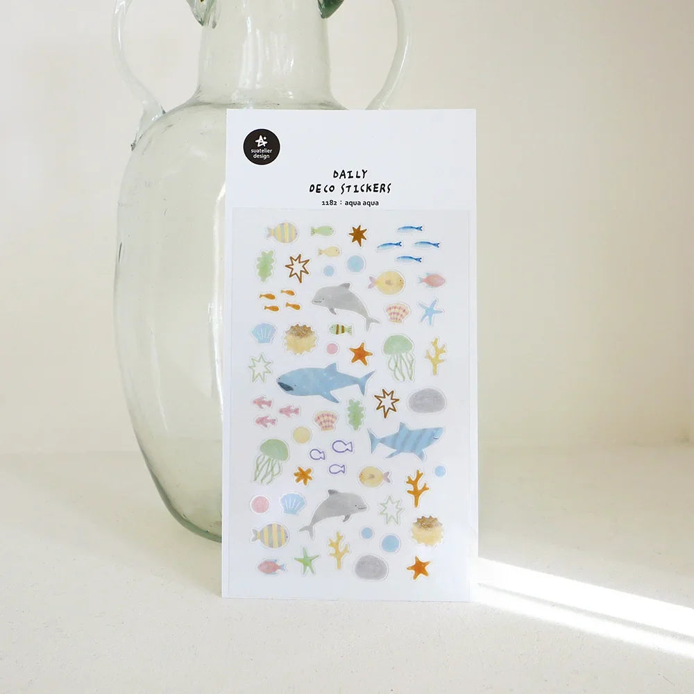 Ocean Sea Life PVC Sticker Set | Scrapbook Decor and DIY Stationery