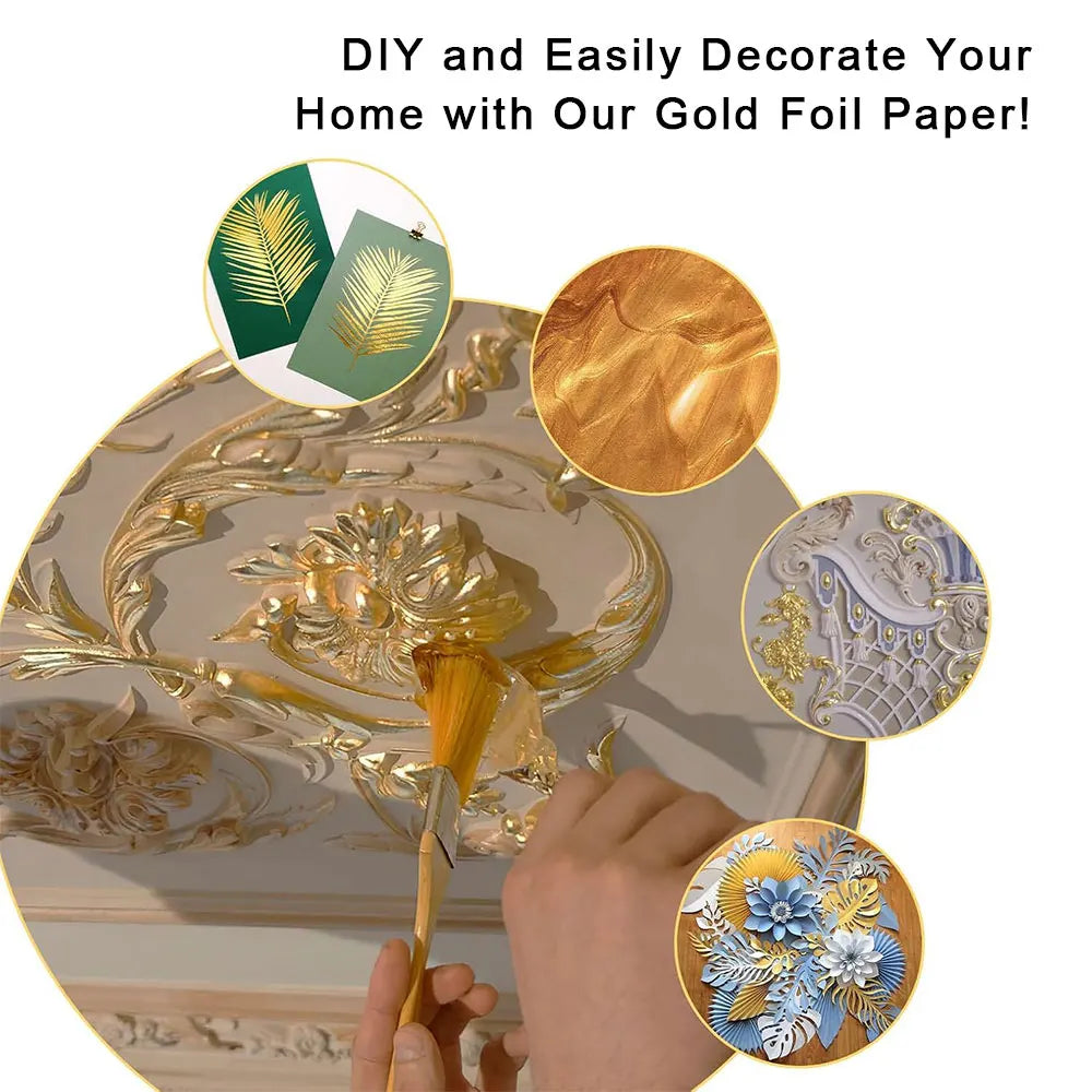 100-Piece Imitation Gold and Silver Foil Sheets for Gilding and Crafting | Metallic Leaf Set