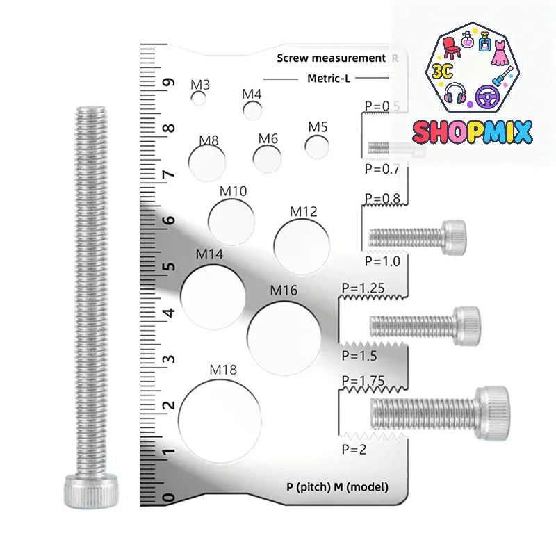 Thread Pitch Gauge Measurement Ruler | Space Saving Screw Measuring Tool