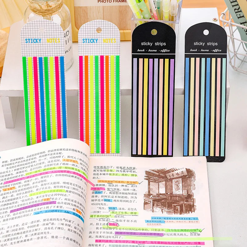 160Pcs Color Stickers Transparent Fluorescent Index Tabs | Sticky Note Flags for School and Office