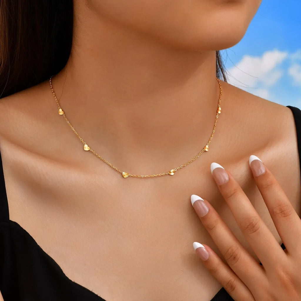Layered Heart Pendant Necklace | Stainless Steel Minimalist Jewelry for Women