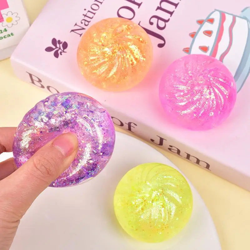 Colorful Glitter Dumpling Stress Ball | Fun Sensory Squeeze Toy