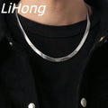 925 Sterling Silver Snake Blade Flat Necklace | Flat Clavicle Chain for Men and Women