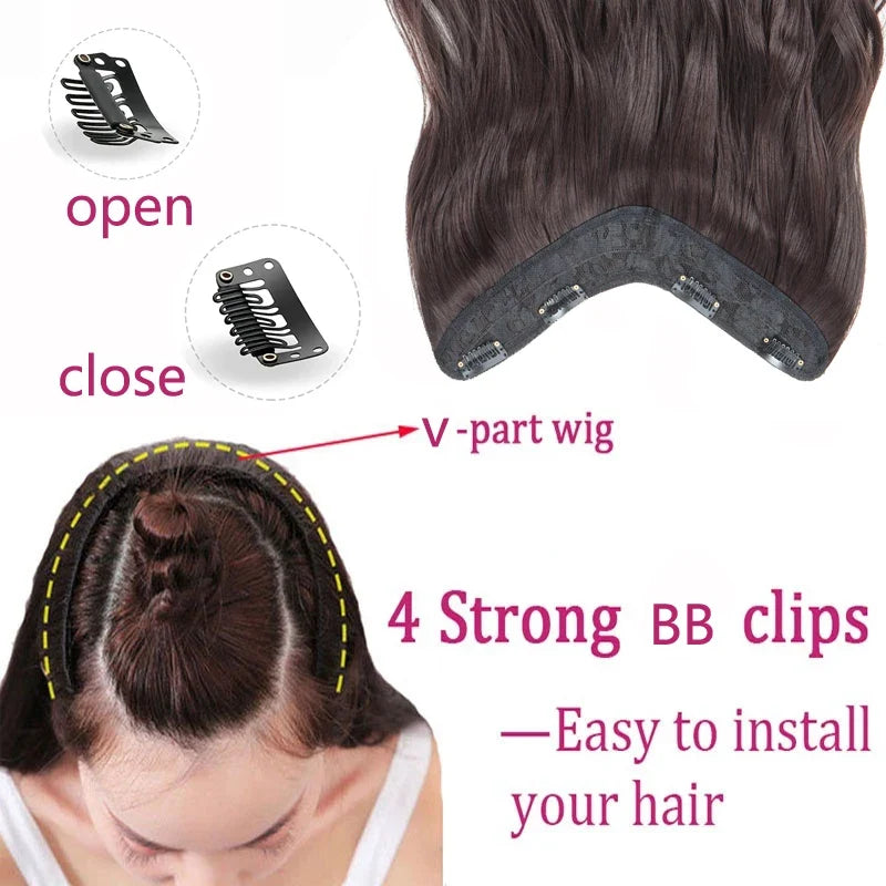 20Inch Synthetic Wavy Curly Clip in Hair Extensions | Heat Resistant Black Blonde Hairpiece for Women