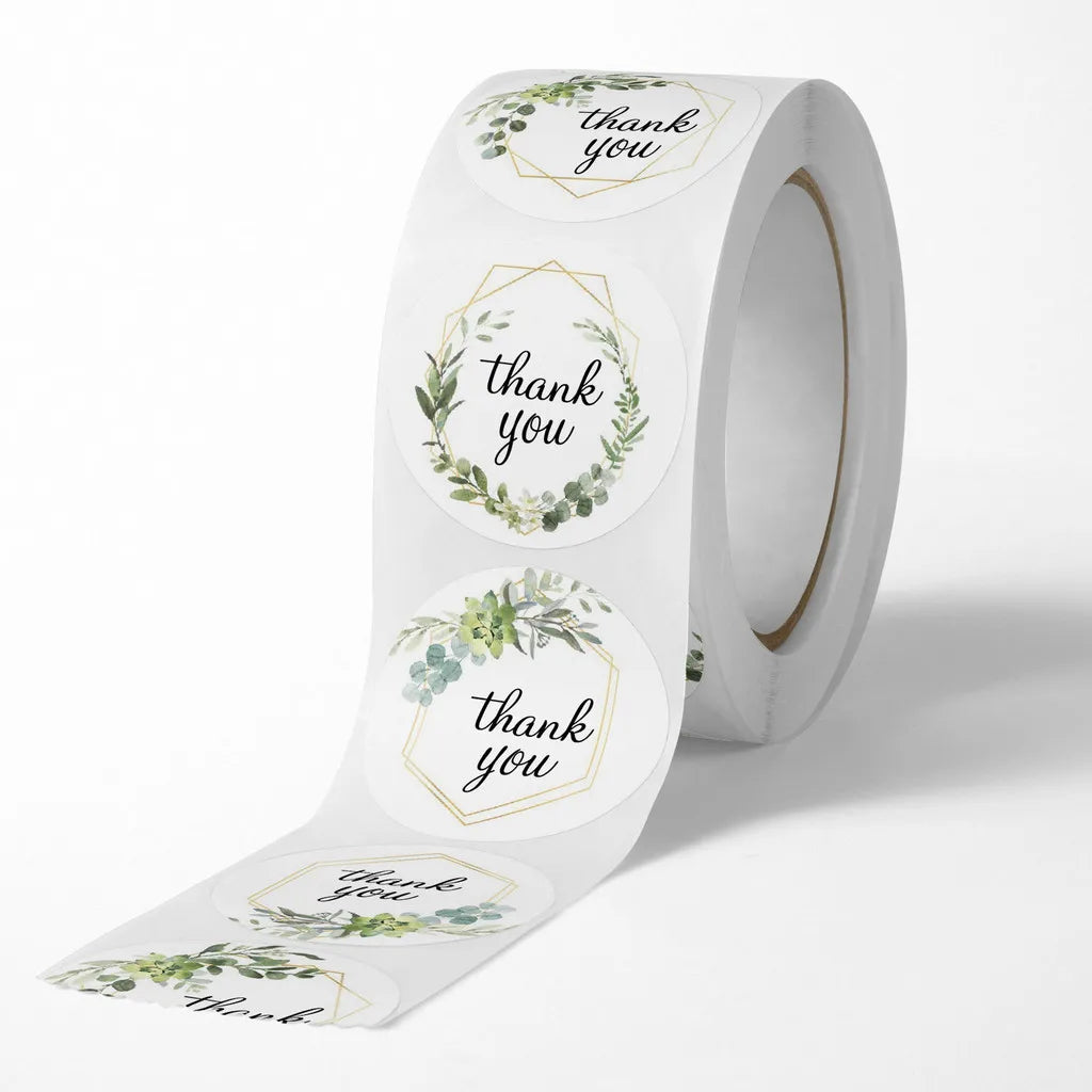 500 Pieces Round Floral Thank You Stickers | Self-Adhesive Gratitude Labels