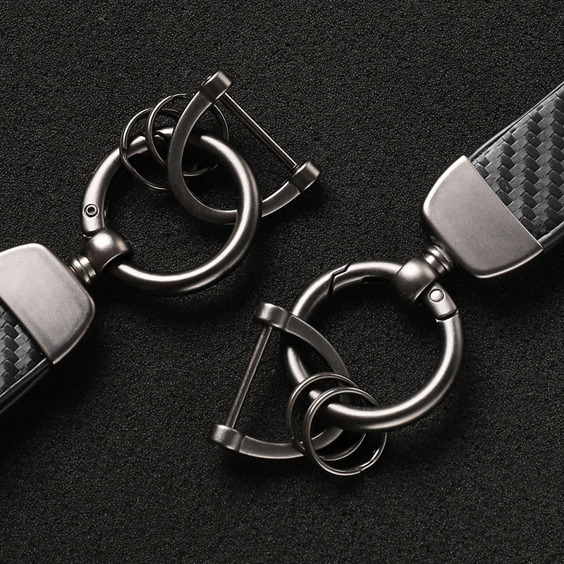 Carbon Fiber Style Keychain for KIA Models | Microfiber Leather Key Ring