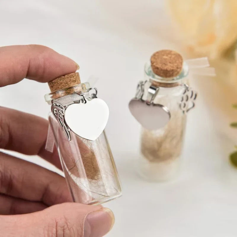 Pet Memorial Bottle | Pet Hair Fur Keepsake Urn with Silver Accessories