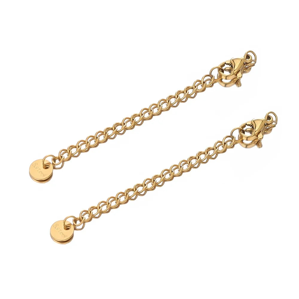 10pcs Stainless Steel Extension Chains with Lobster Clasps | DIY Jewelry Findings