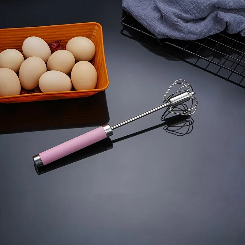 Easy Whisking Stainless Steel Whisk | Semi-Automatic Egg Beater for Hand Stirring