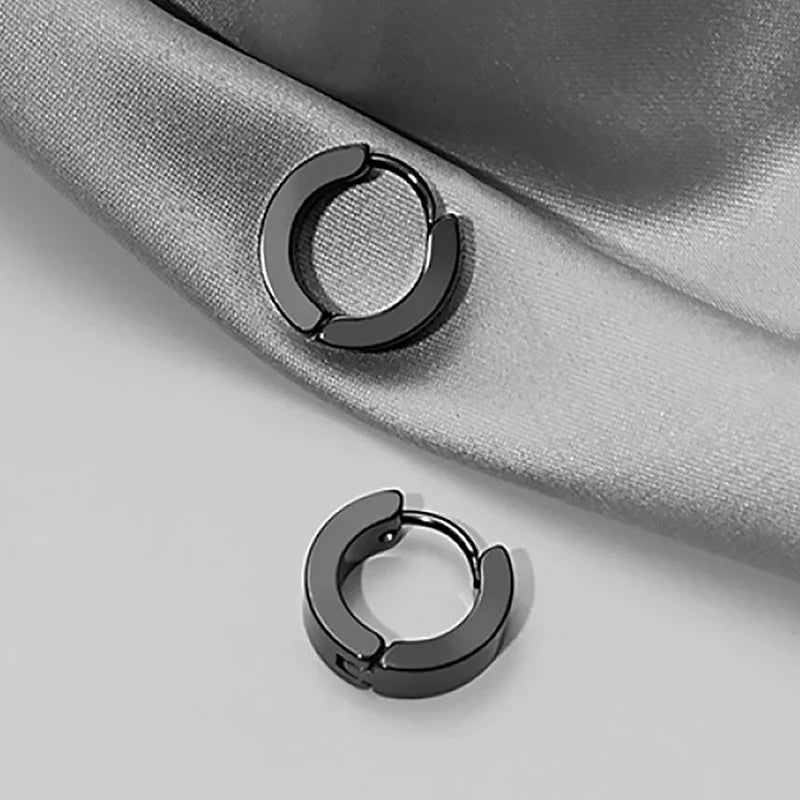 Black Stainless Steel Punk Stud Earrings | Unisex Geometric Drop Earrings