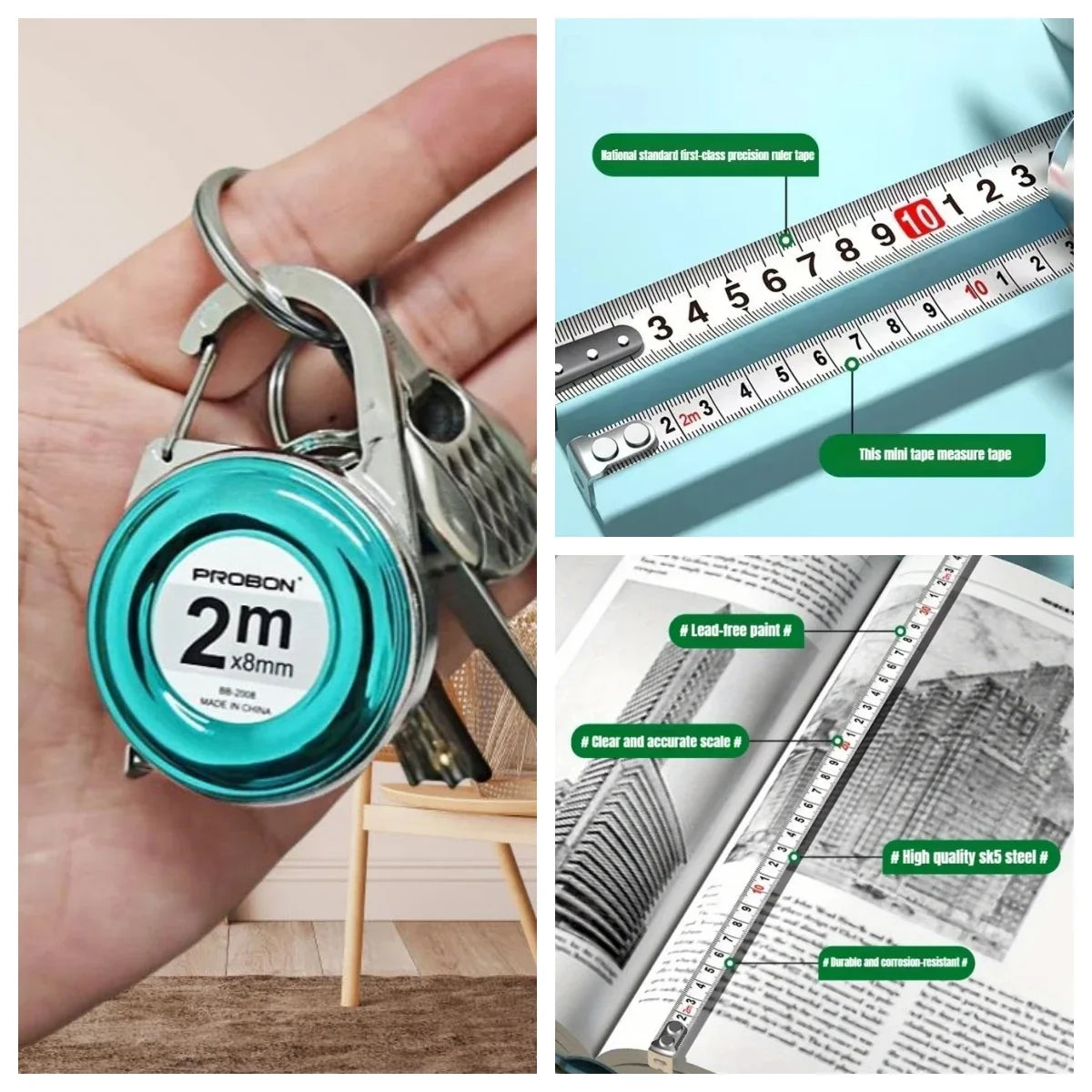 2M Keychain Tape Measure | Portable Mini Measuring Ruler for DIY and Home Use