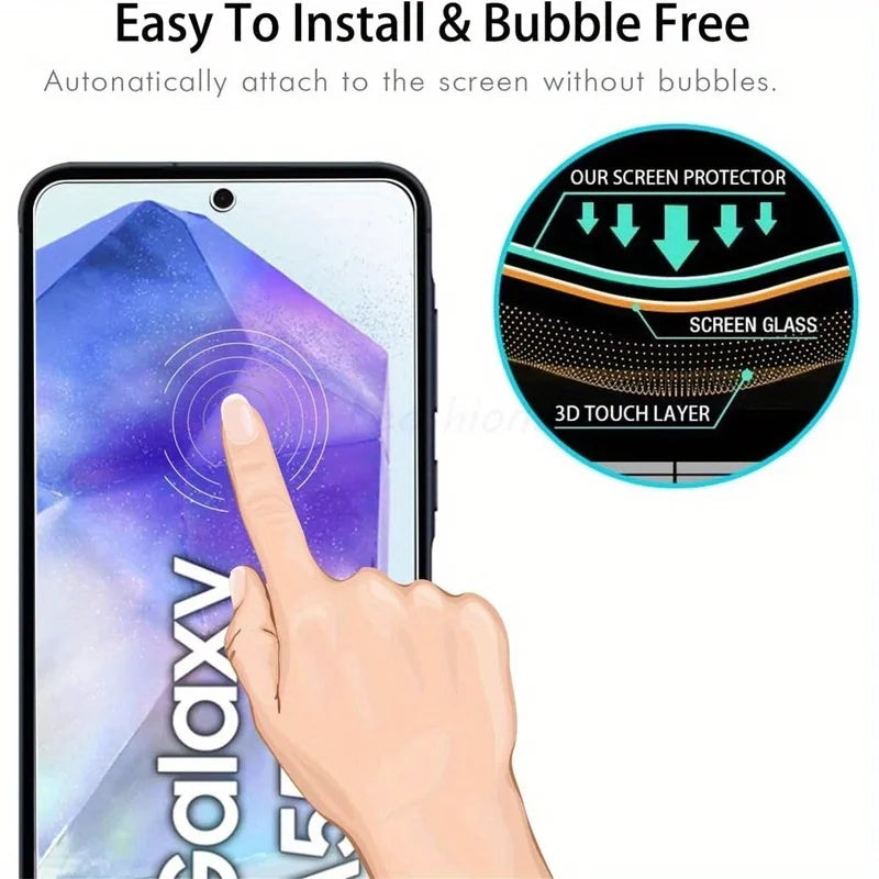 4Pcs 10D Tempered Glass Screen Protector for Samsung Galaxy A55 5G - Clear HD Film