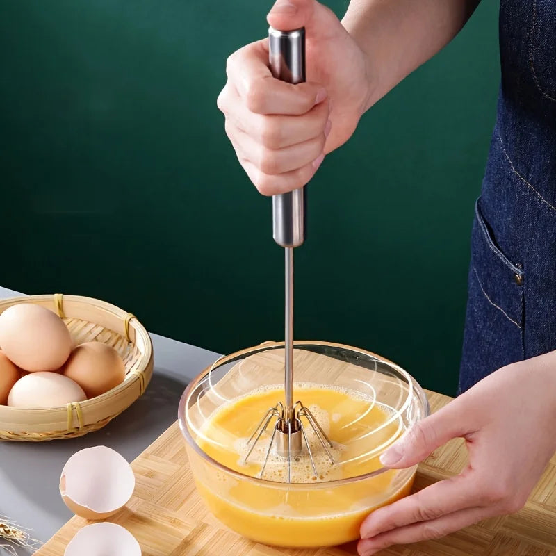 Stainless Steel Semi-Automatic Egg Beater | Manual Cream and Egg Mixer for Baking