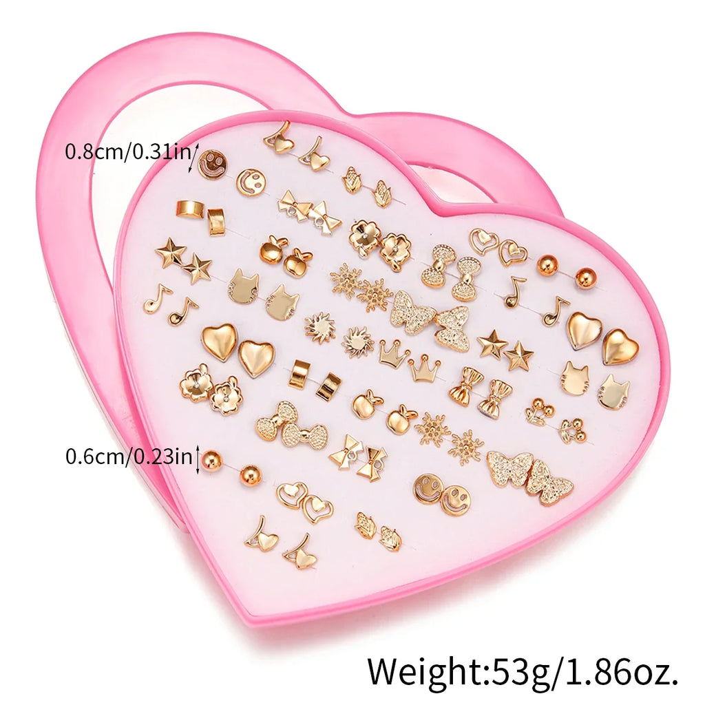36 Pairs Cute Stud Earrings Assorted Snowflakes Cat Butterfly | Fashion Jewelry Gift Set