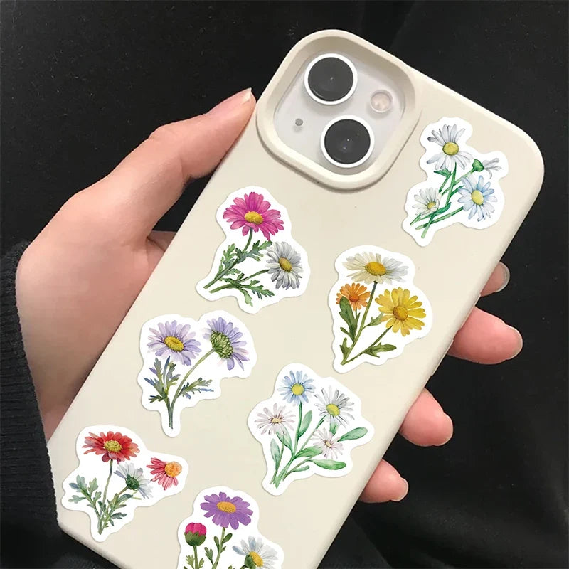 500PCS Daisy Stickers Roll | Cute Flower Decals for Water Bottles and Scrapbooking