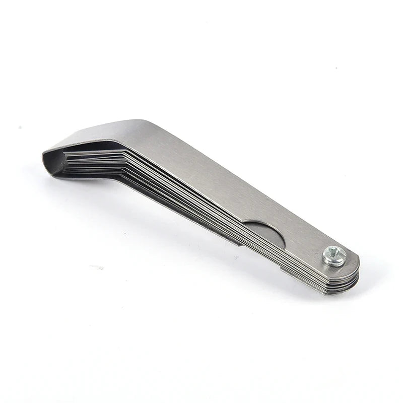 Curved Stainless Steel Feeler Gauge 16 Blades | Metric Gap Measuring Tool 0.05-1mm