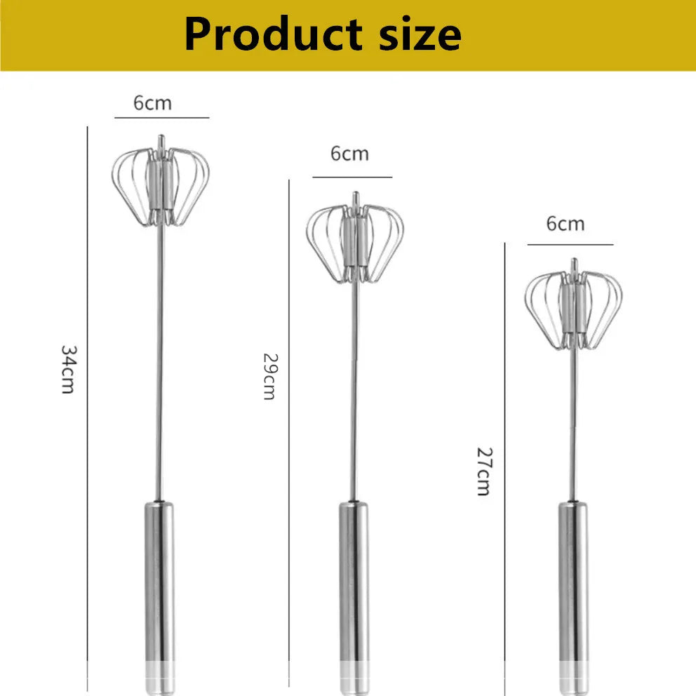 Household Semi-Automatic Rotating Egg Beater | Stainless Steel Manual Whisk
