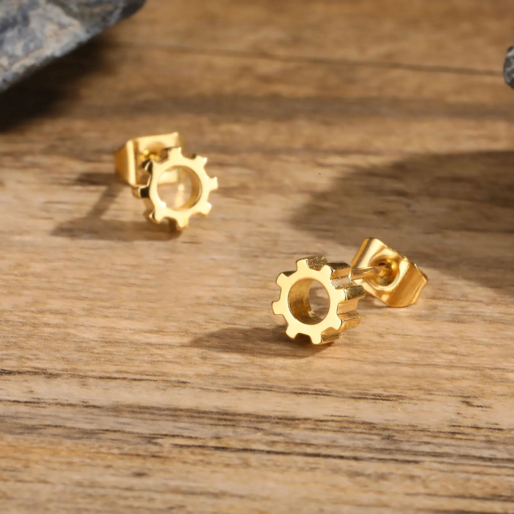 Gold Stud Earrings for Men | Hypoallergenic Stainless Steel Hip Hop Jewelry