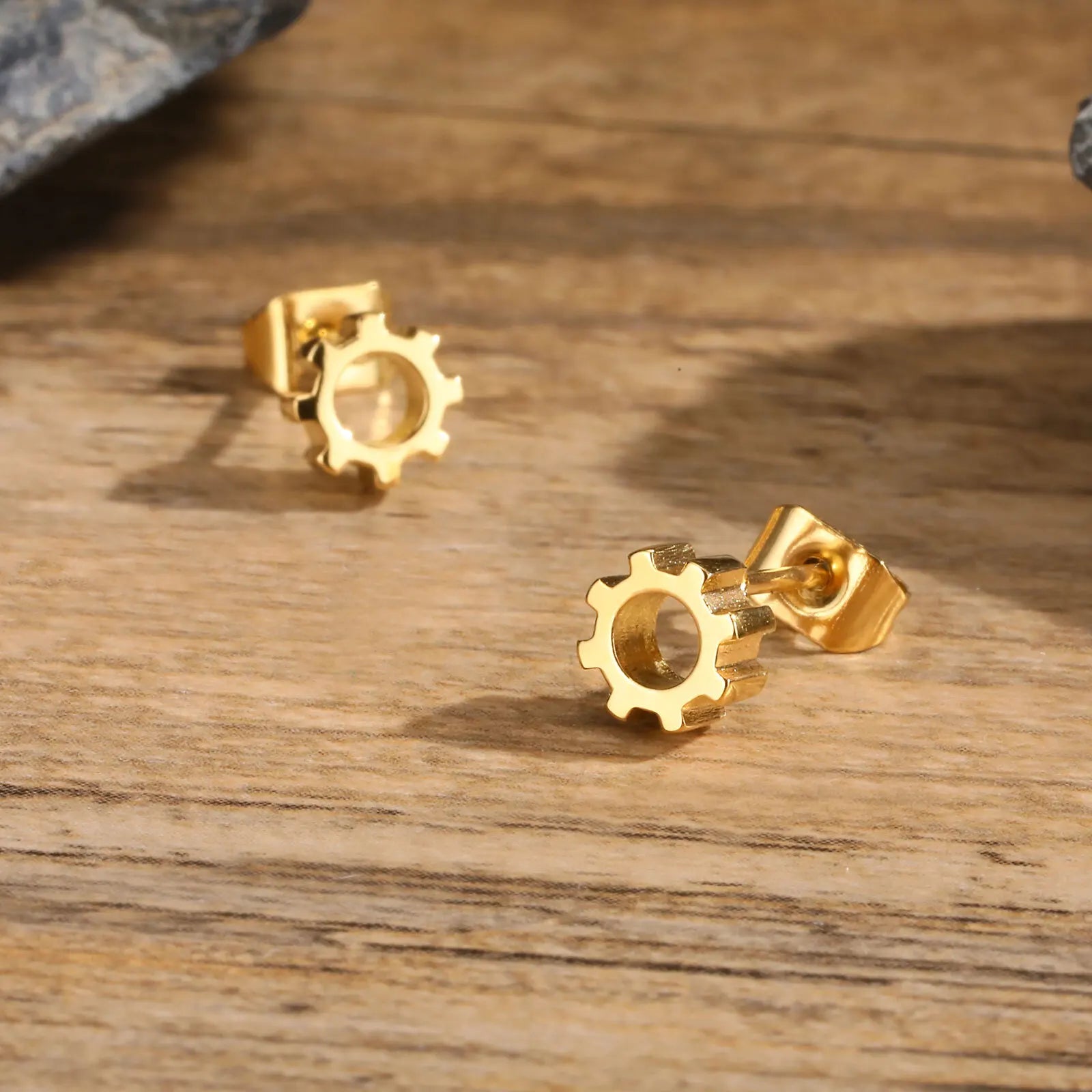 Gold Stud Earrings for Men | Hypoallergenic Stainless Steel Hip Hop Jewelry