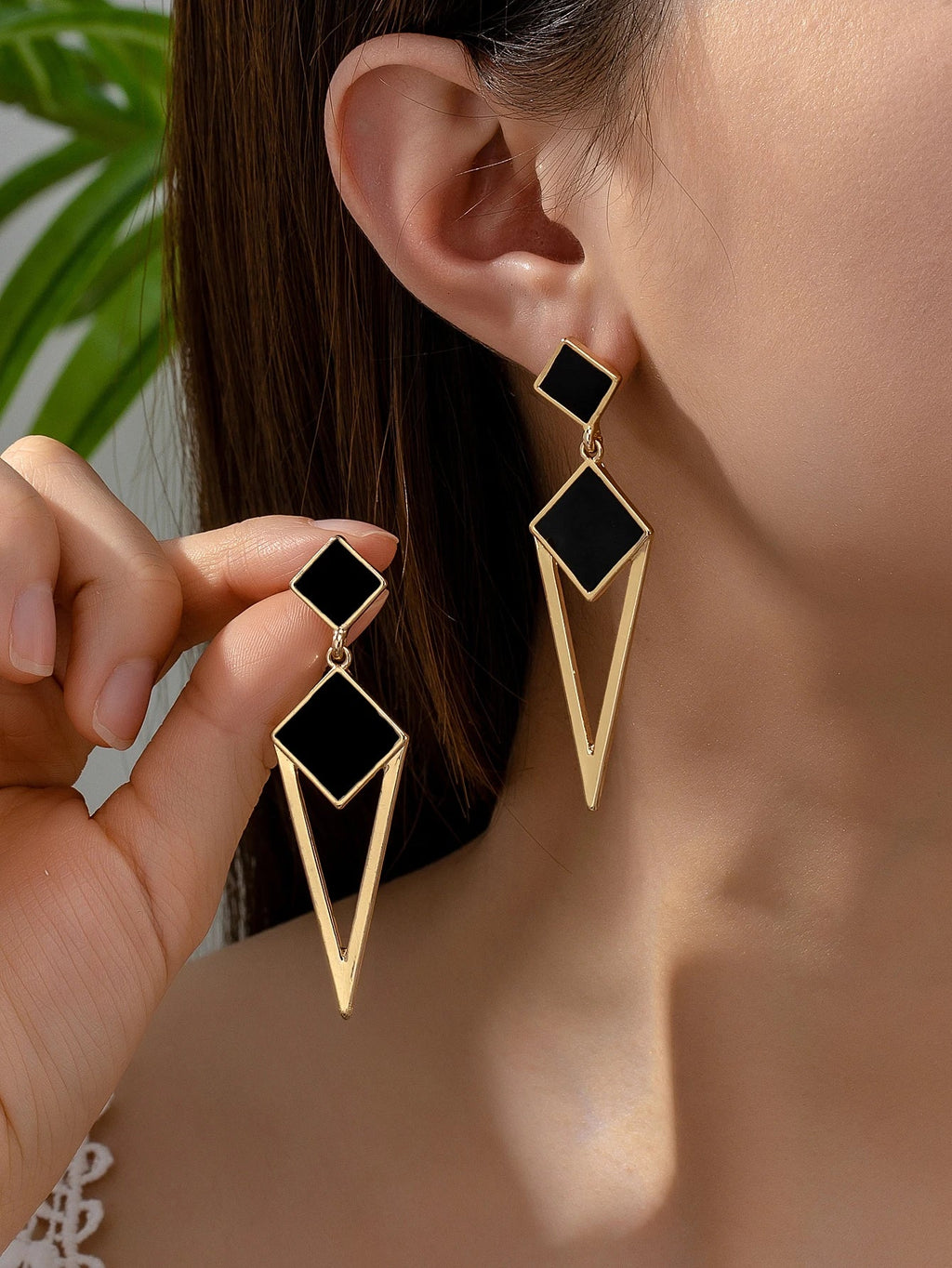 Alloy Diamond-Shaped Oil-Drip Stud Earrings | Summer Trendy Geometric Jewelry