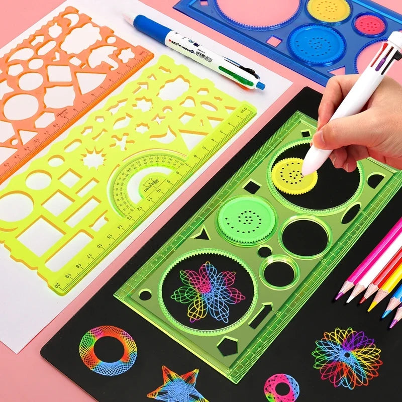Geometry Spirograph Drawing Stencils Set | Creative Flower Ruler for Kids Art