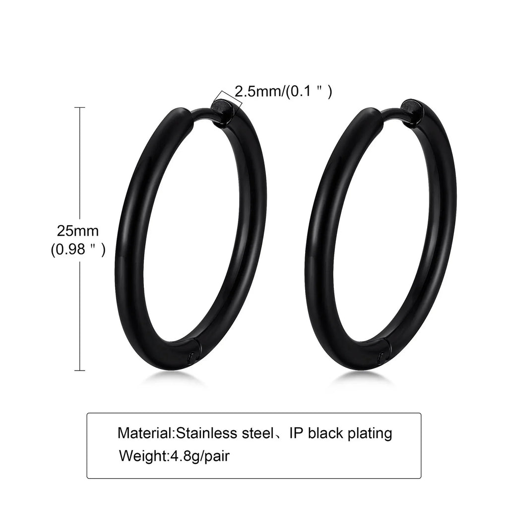 Classic Stainless Steel Hoop Earring for Men Boys | Anti Allergy Metal Huggies Earring