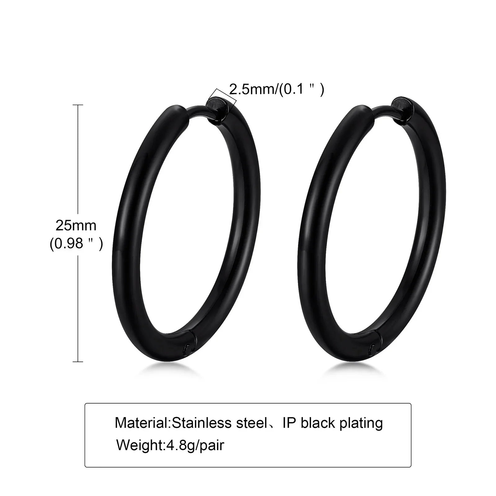Classic Stainless Steel Hoop Earring for Men Boys | Anti Allergy Metal Huggies Earring