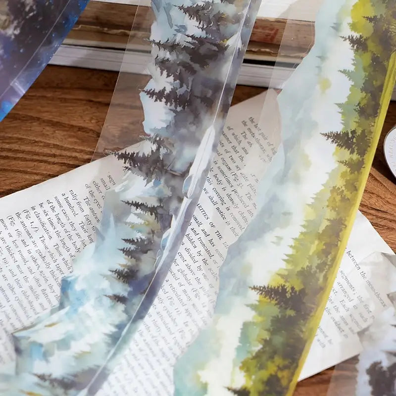 Natural Forest Tape Sticker | 4.5x200cm Scenery Decorative Masking Tape for Junk Journal Scrapbooking