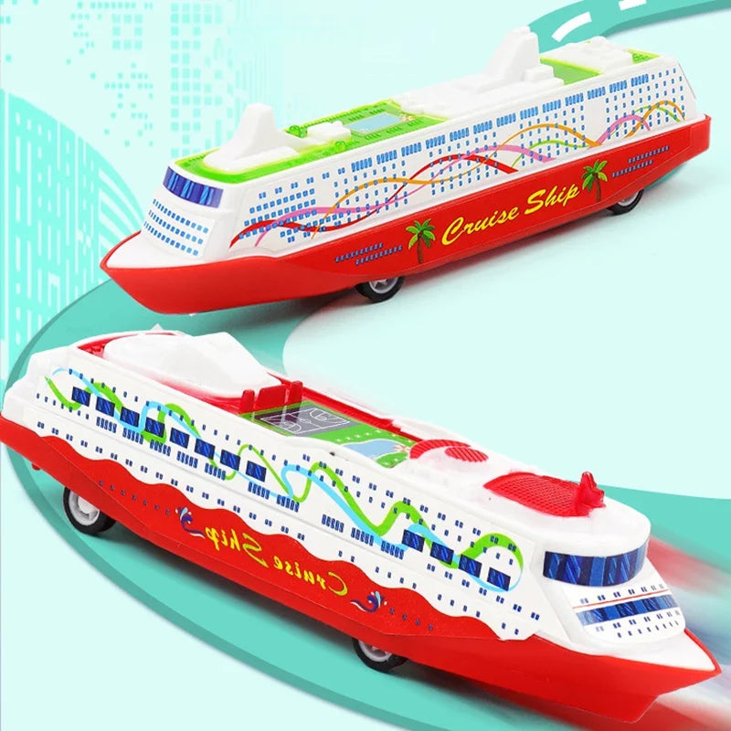 1PC Cruise Boat Ship Model | Pull Back Sliding Steamship Gliding Toy Gift