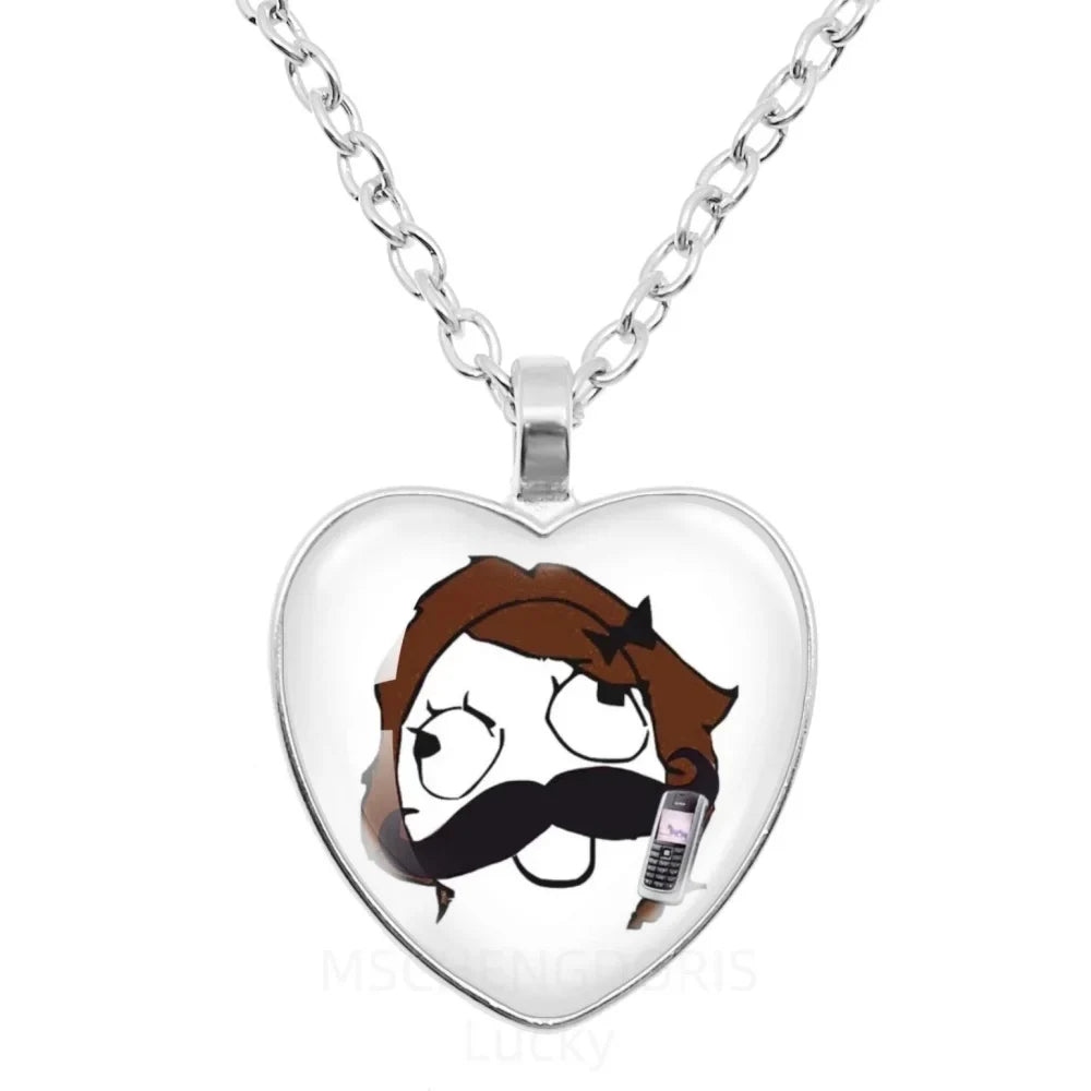 Rage Comic Heart Pendant Necklace | Funny Meme Derp Face Trollface Jewelry Gift