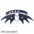 Gothic Bat Heart Lock Punk Choker | Black Leather Collar Necklace