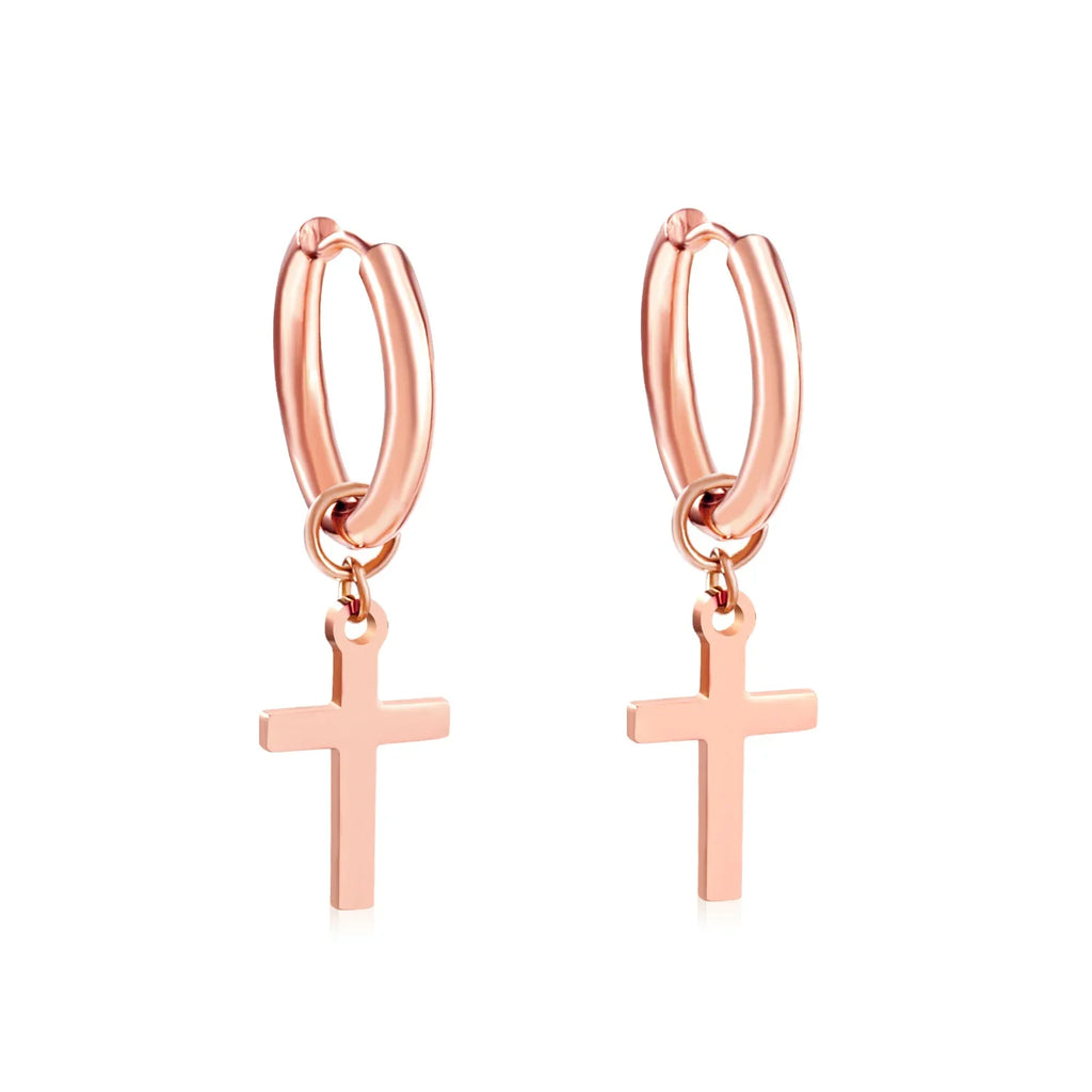 LUXUSTEEL Stainless Steel Cross Hoop Earrings | Colorful Fashion Jewelry for Women