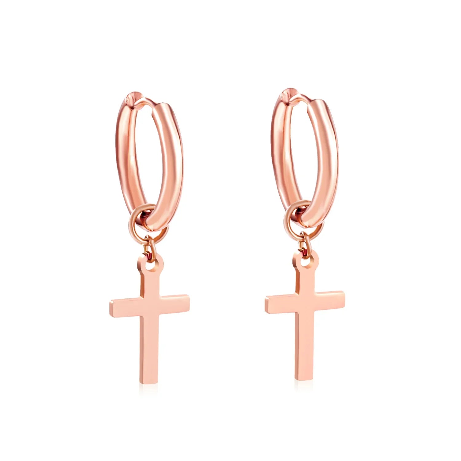 LUXUSTEEL Stainless Steel Cross Hoop Earrings | Colorful Fashion Jewelry for Women