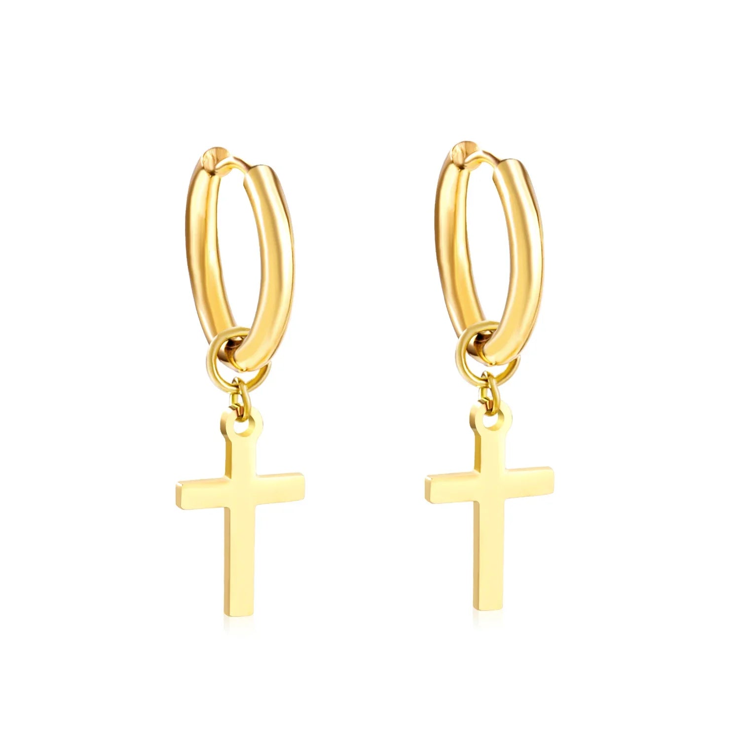 LUXUSTEEL Stainless Steel Cross Hoop Earrings | Colorful Fashion Jewelry for Women