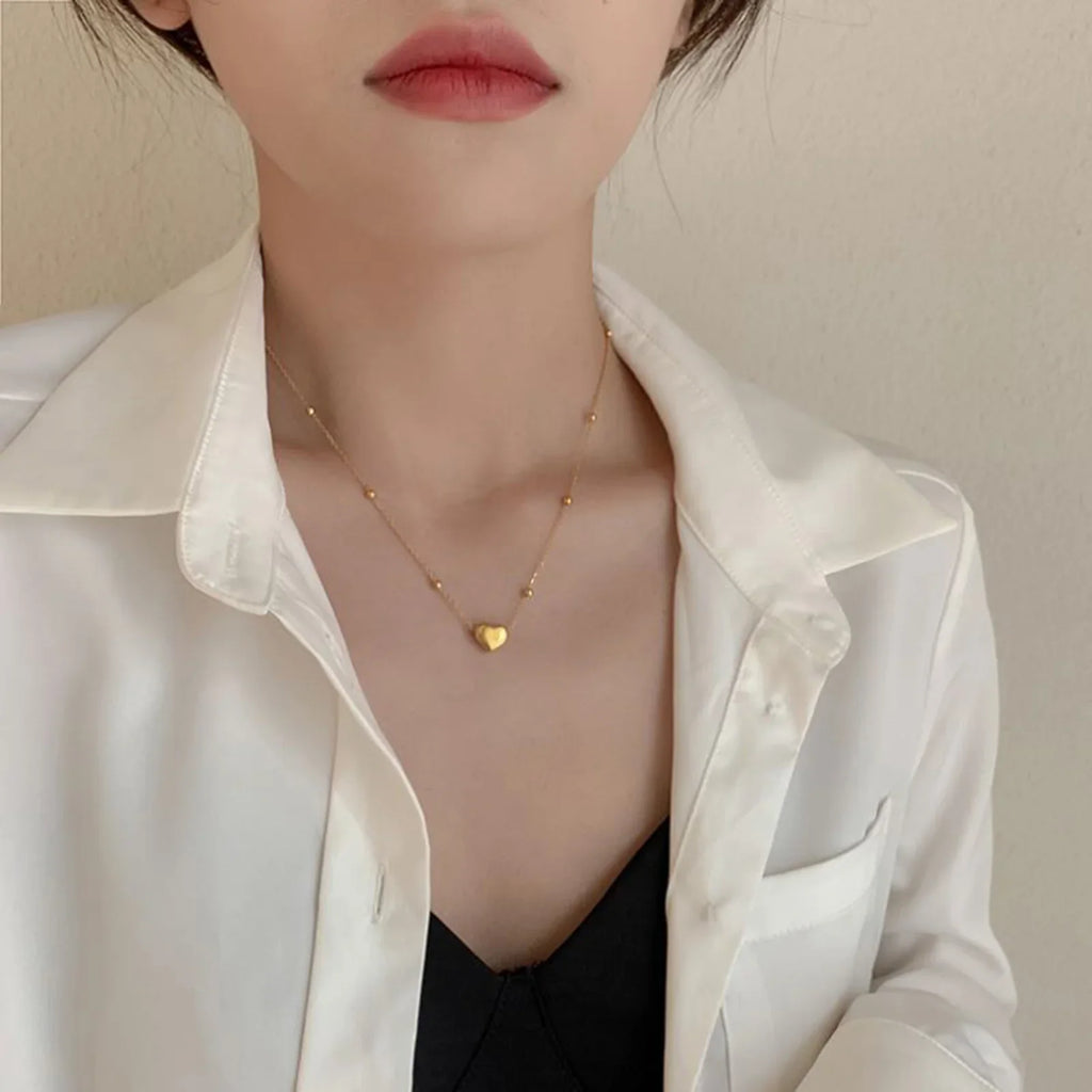 Layered Heart Pendant Necklace | Stainless Steel Minimalist Jewelry for Women