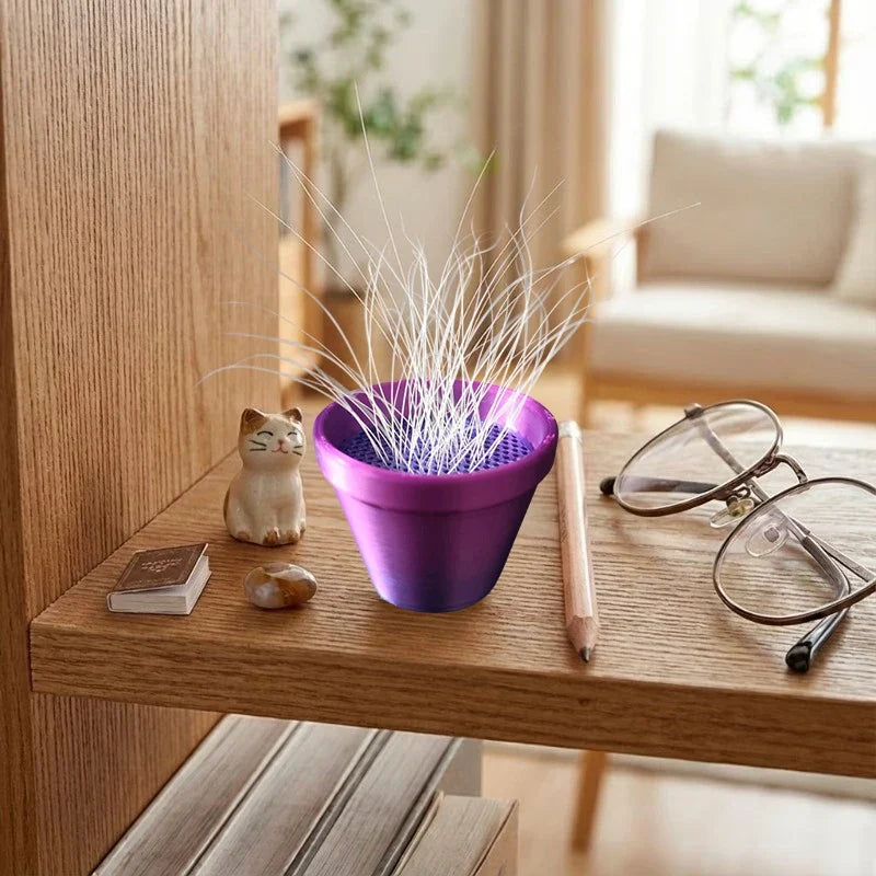 Mini Flower Pot Cat Whisker Holder | Pet Fur Collector Desktop Keepsake