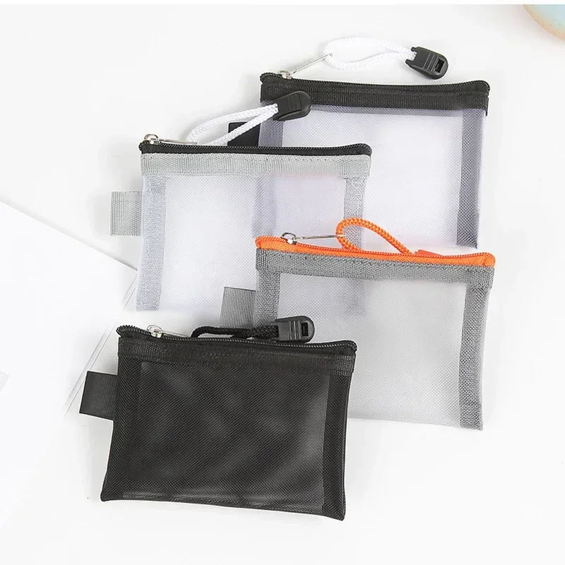 Mini Clear Nylon Mesh Zipper Coin Purse | Portable Wallet for Cards, Keys, and Lipstick