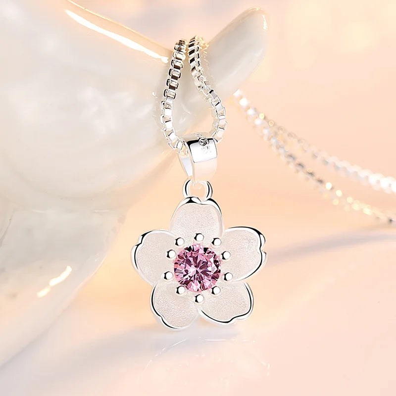 925 Sterling Silver Pink Purple Peach Blossom Necklace | GaaBou Jewellery