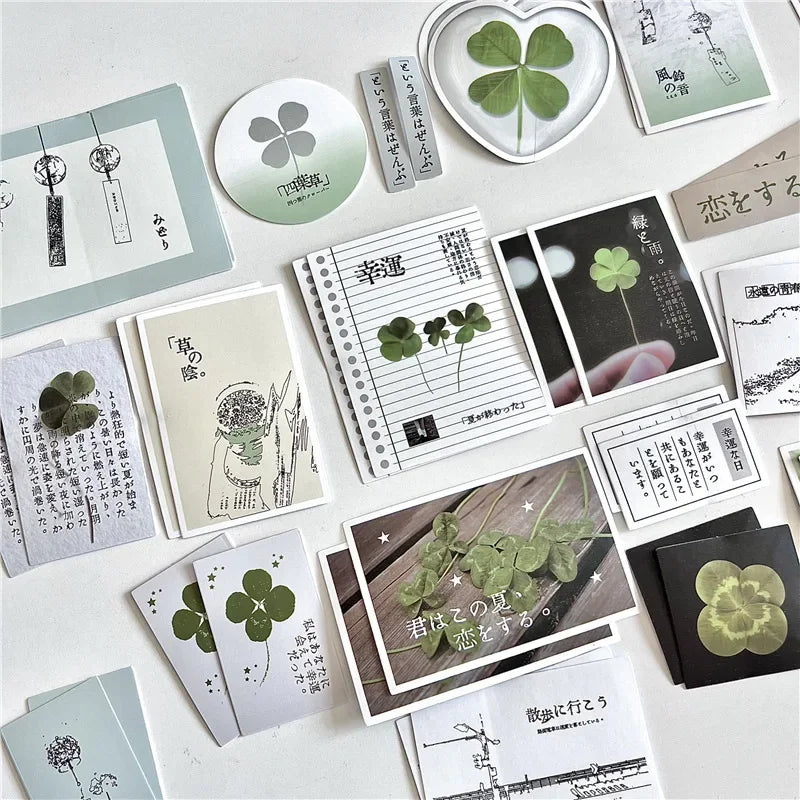 42 Pieces Retro Lucky Four-leaf Clover Stickers | Vintage Scrapbook Decals